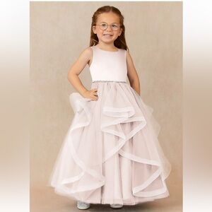 AZAZIE SOFIA Rose Petal A-Line Beaded Tulle Dress 4 Flower Girl